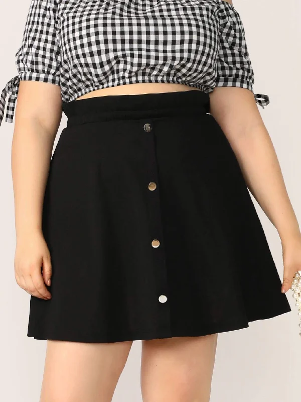 SHEIN Plus Paperbag Waist Button Up Skirt