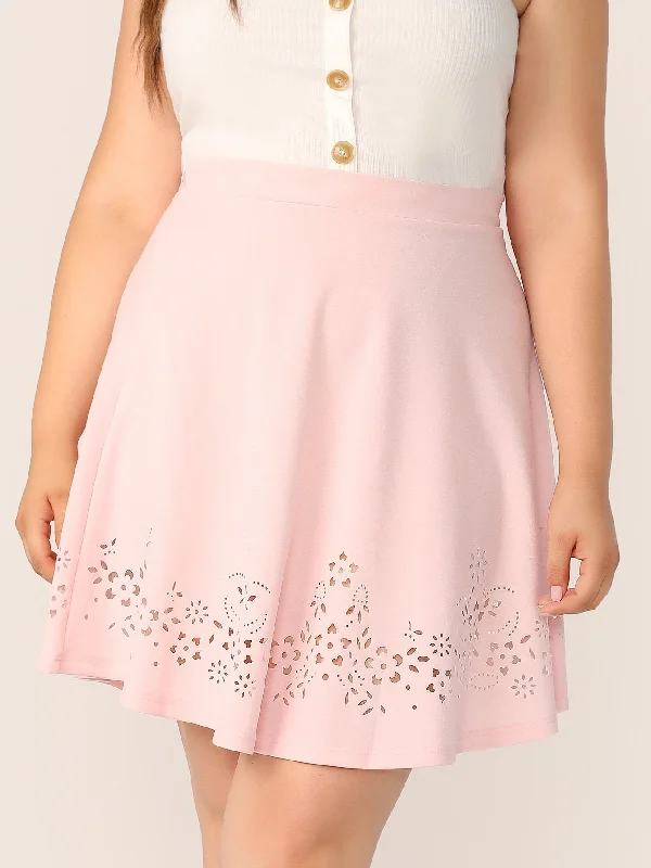 SHEIN Plus Zipper Fly Laser Cut Skirt