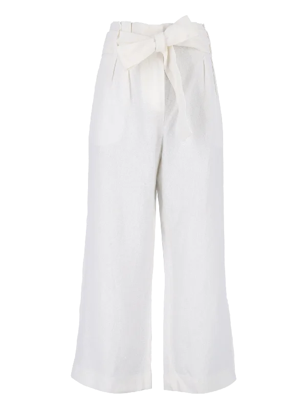 belted linen trousers