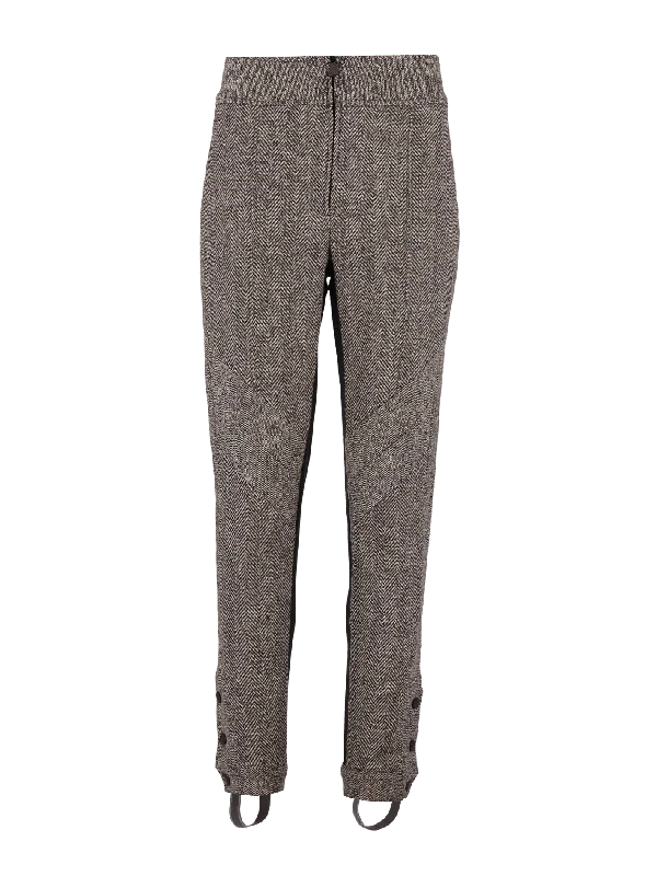 herringbone wool stirrup trousers