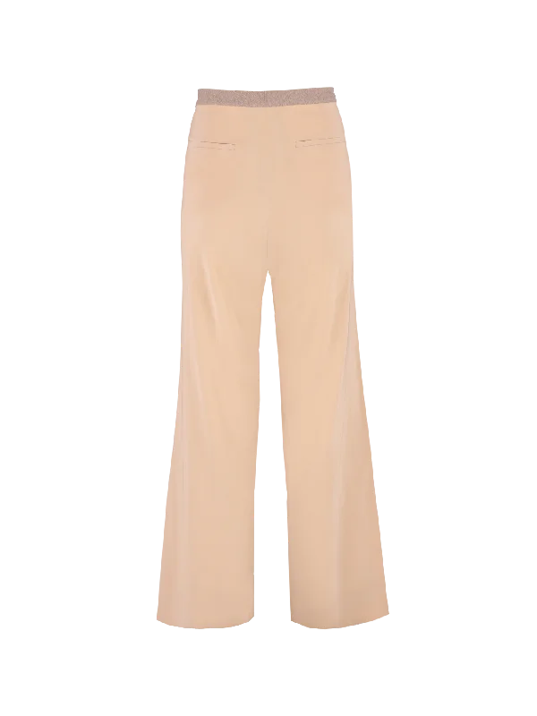 high-waisted silk trousers