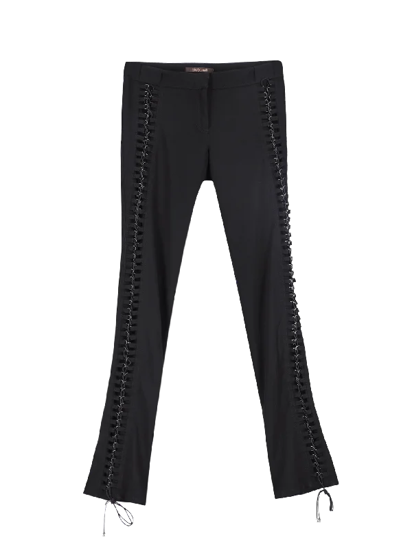 lace-up skinny-leg trousers