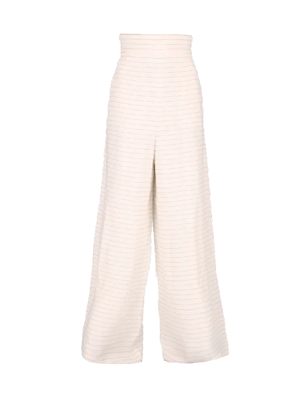 pinstripe wide-leg trousers