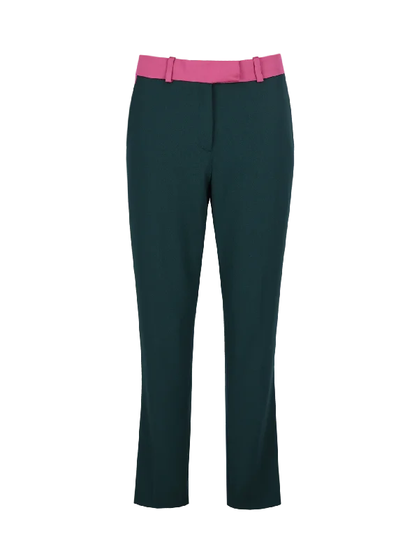 satin-trim wool tapered trousers