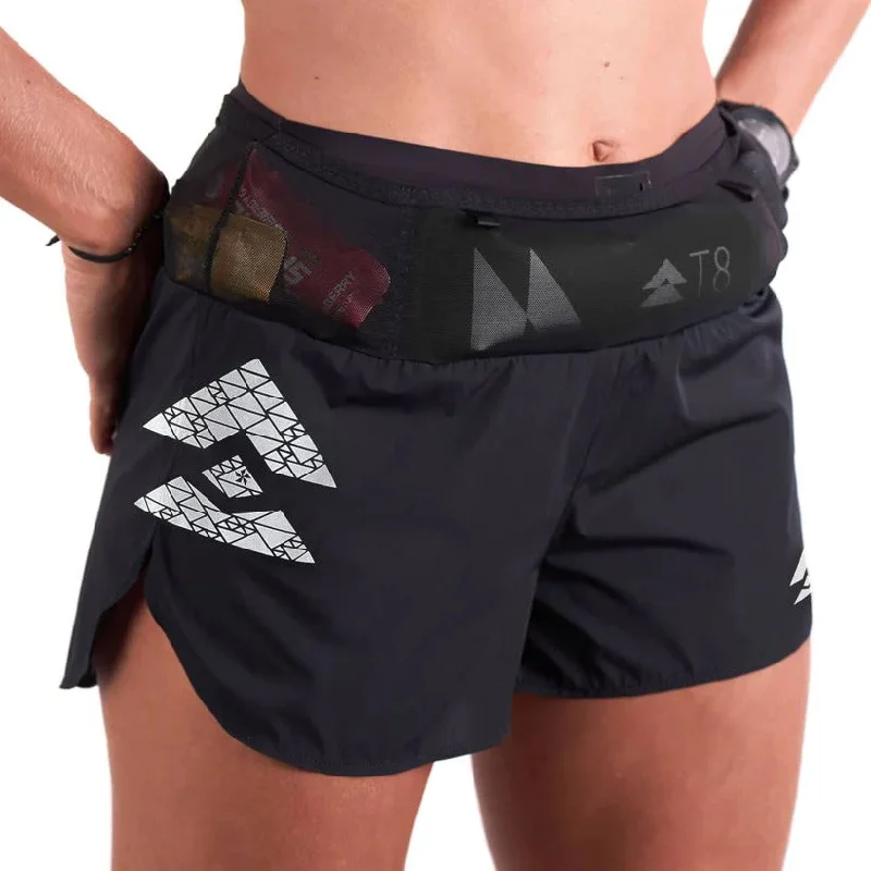 T8 Sherpa Shorts | Black / Silver Logo | Womens