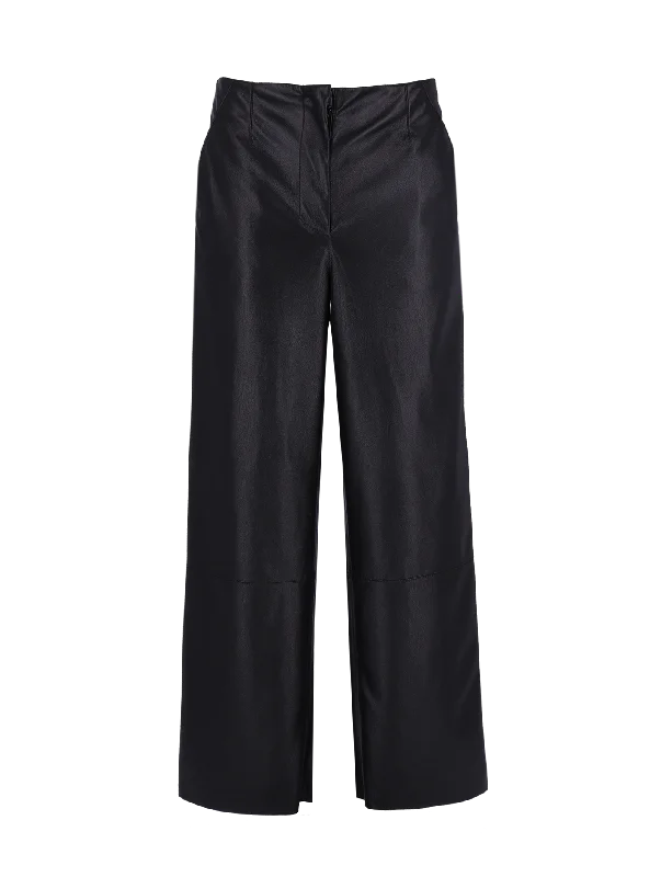 wide-leg faux-leather trousers