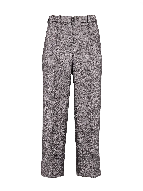 wide-leg jacquard trousers