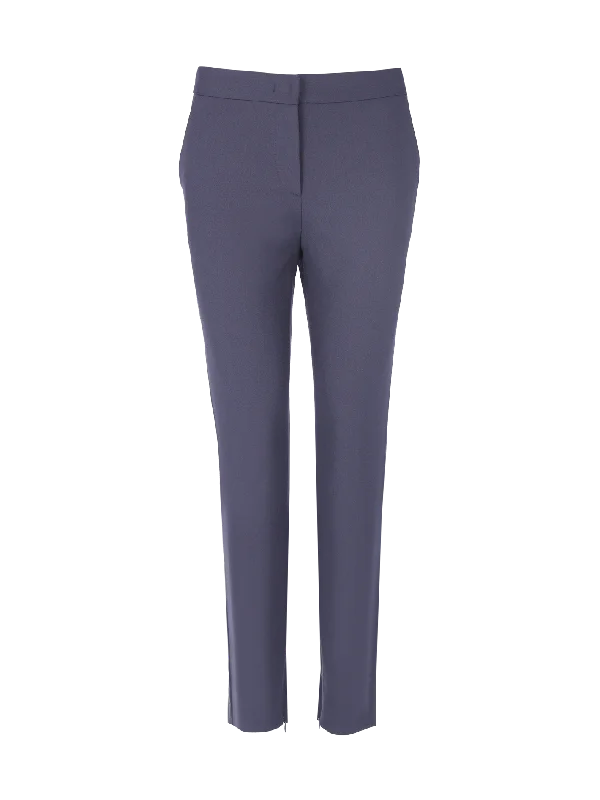 wool-blend ankle-zip trousers