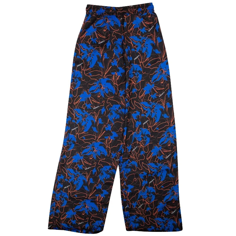 Black And Blue Floral Wide Pants