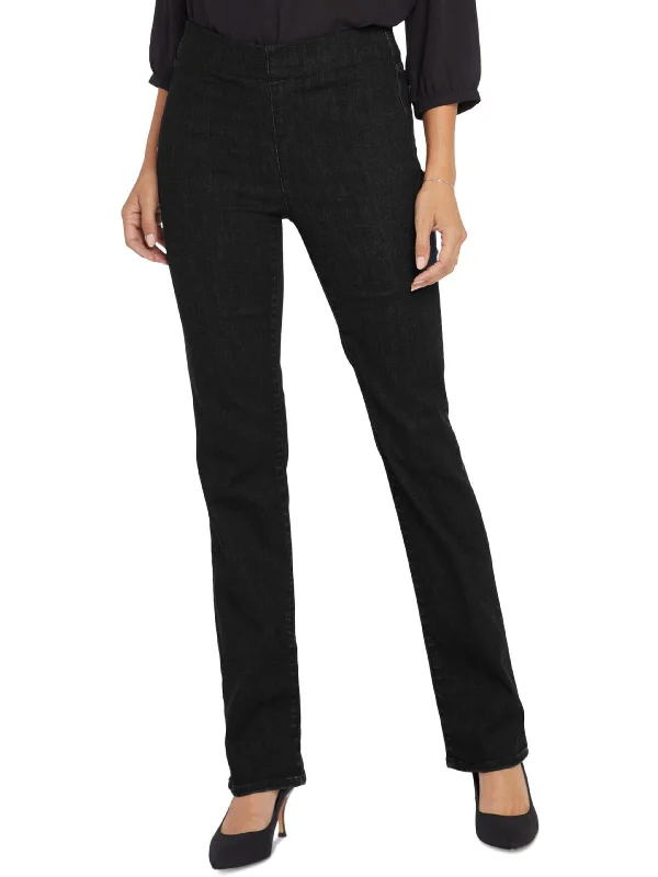 Marilyn Womens Mid-Rise Pull On Straight Leg Jeans