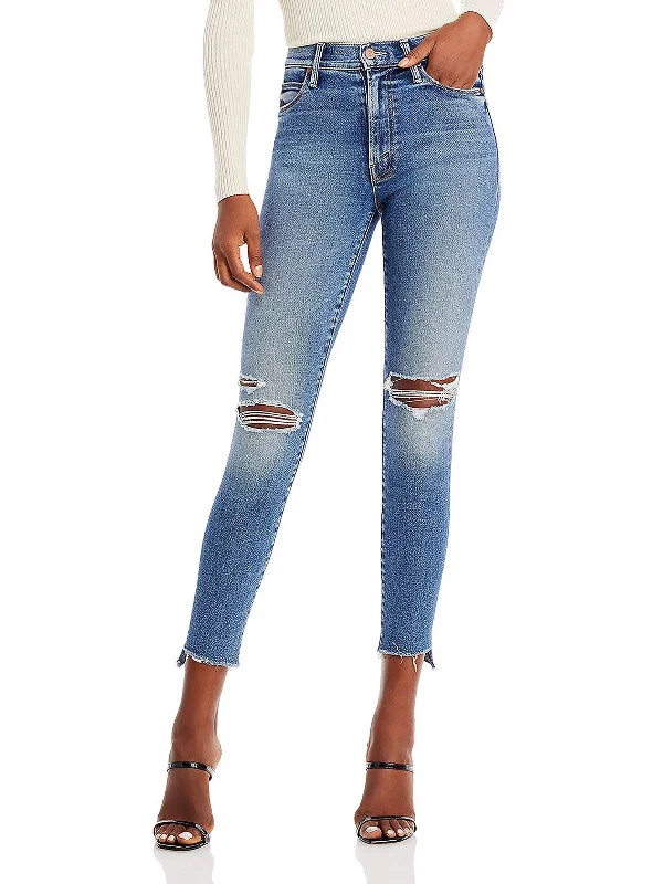 The Stunner Womens Ripped Frayed Hem Ankle Jeans