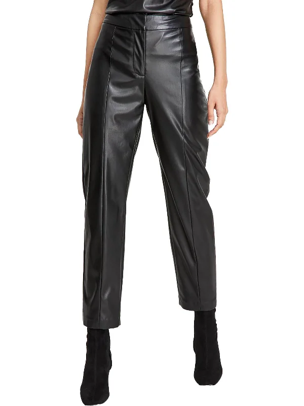 Womens Faux Leather High Rise Skinny Pants