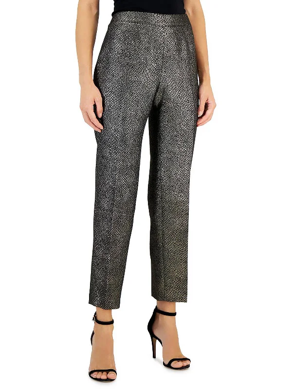 Womens Foil Cropped Ankle Pants