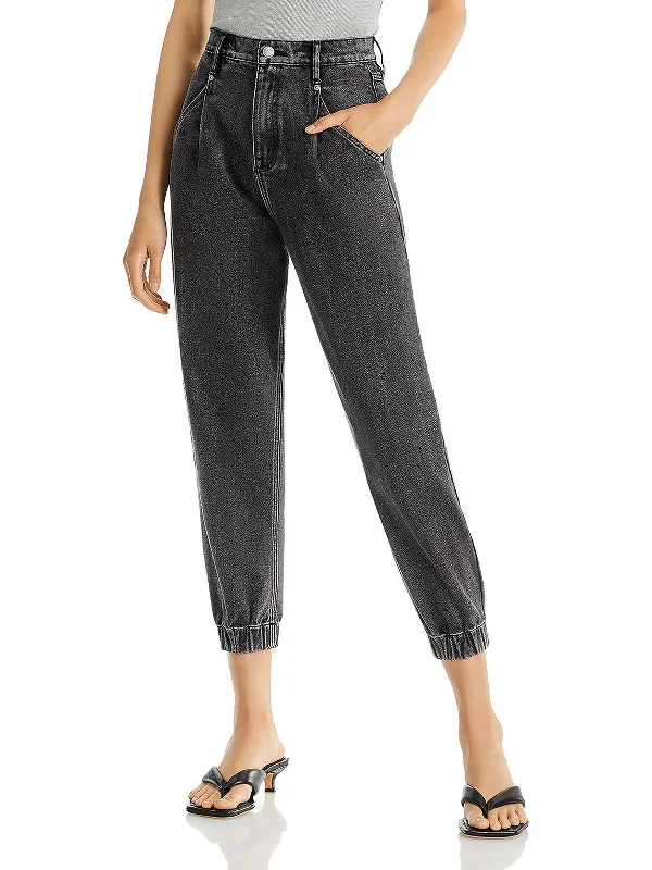 Womens High Rise Pleated Jogger Jeans