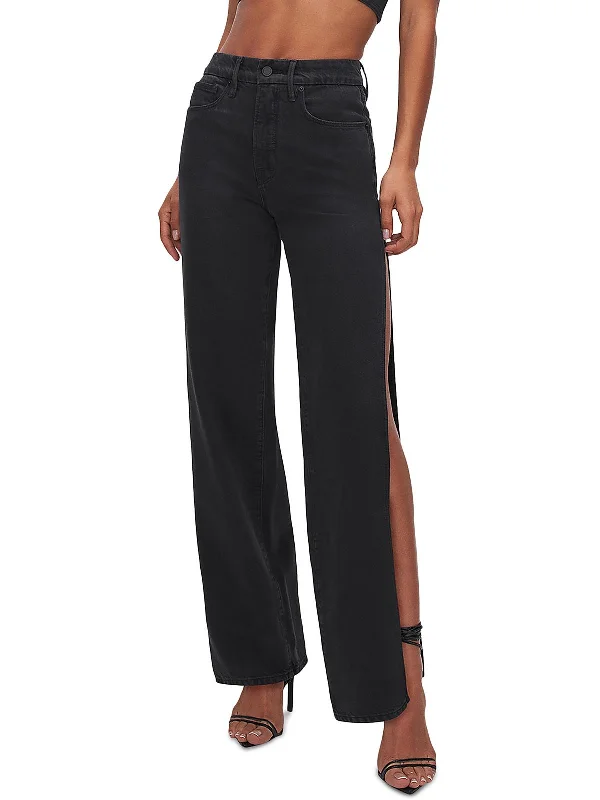 Womens High Rise Side Slit High-Waist Jeans