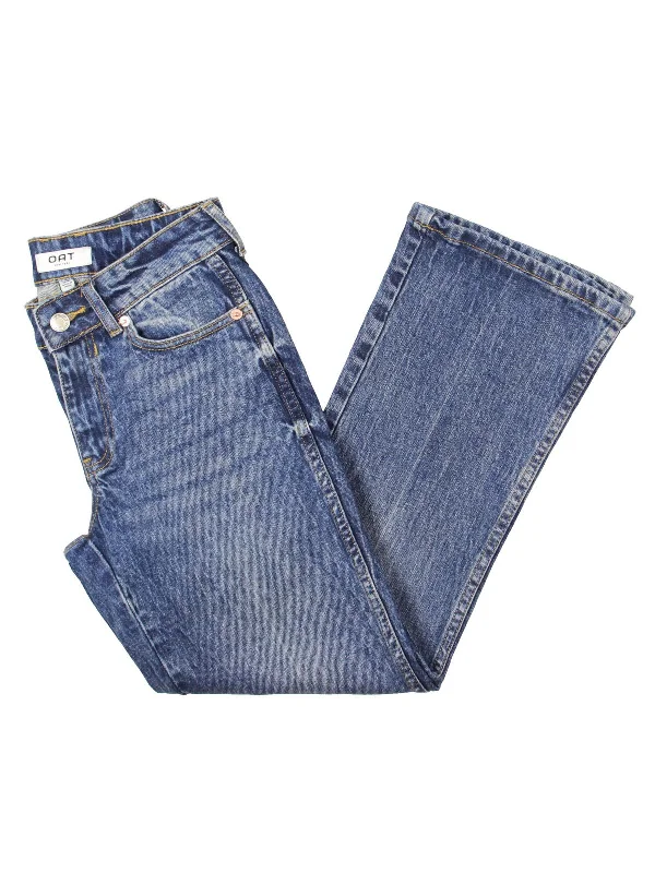 Womens High Rise Solid Bootcut Jeans