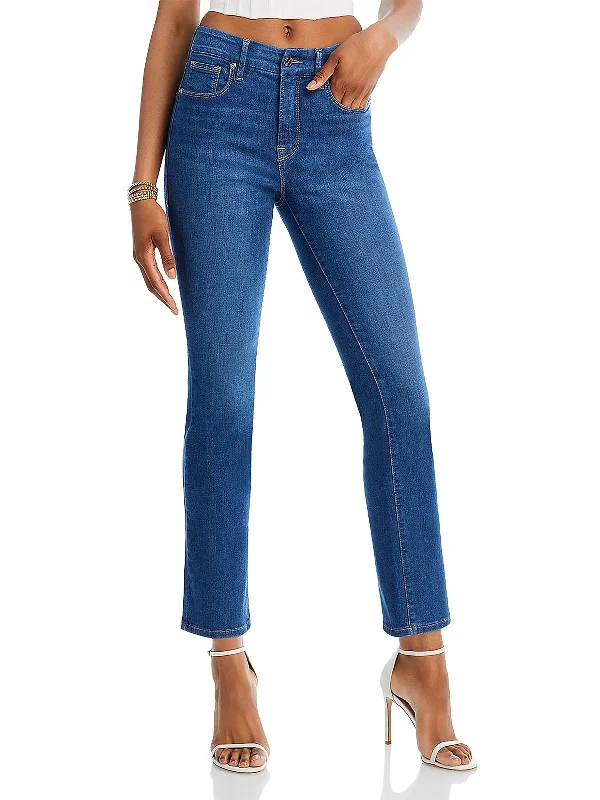 Womens High Rise Stretch Straight Leg Jeans