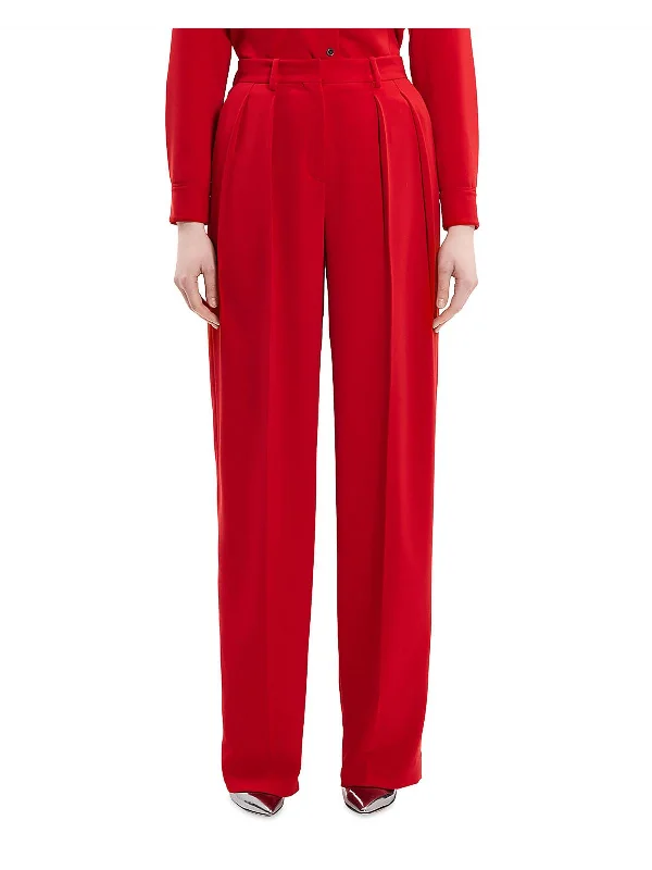 Womens Pleated High-Waist Trouser Pants